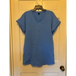 Women’s Blue Short Sleeve top vneck casual summer lightweight size xs shirt cozy